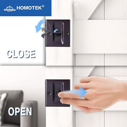HOMOTEK 4 Pack Privacy Pocket Door Lock Hardware with Pull Pocket & Bi-Fold Door Hardware- Replace Old Or Damaged Sliding Door Locks, 2-3/4”x2-1/2”, for 1-3/8” Thickness Door, Oil Rubbed Bronze