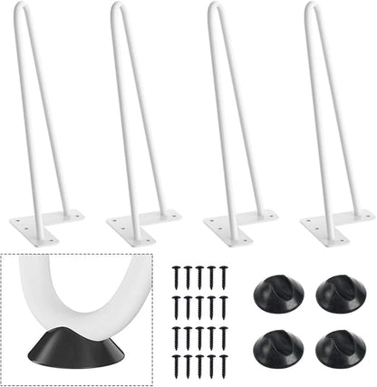 SMARTSTANDARD 12 Inch Heavy Duty Hairpin Furniture Legs, Metal Home DIY Projects for TV Stand, Sofa, Cabinet, etc with Rubber Floor Protectors White 4PCS