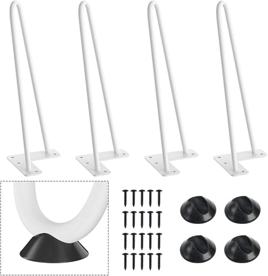 SMARTSTANDARD 12 Inch Heavy Duty Hairpin Furniture Legs, Metal Home DIY Projects for TV Stand, Sofa, Cabinet, etc with Rubber Floor Protectors White 4PCS
