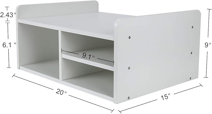 PAG Desktop Printer Stand with Storage, Paper Storage Holder Rack for Desk, Wooden Printer Organization for Home/Office, White