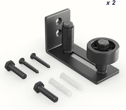 SMARTSTANDARD Sliding Barn Door Floor Guide for Bottom Adjustable Roller - 8 Setup Options for DIYers - Flush Design Bottom Flat Barn Door Floor Guide Stay Roller (Black) 2PCS