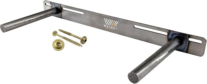 Floating Shelf Bracket - 18” Hidden Shelf Brackets, 150 LB Weight Capacity, Supports Wall Mounted Floating Shelves of Any Length, 3/4 Inch Industrial Solid Steel Support Rods Walnut Wood Works