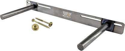 Floating Shelf Bracket - 18” Hidden Shelf Brackets, 150 LB Weight Capacity, Supports Wall Mounted Floating Shelves of Any Length, 3/4 Inch Industrial Solid Steel Support Rods Walnut Wood Works