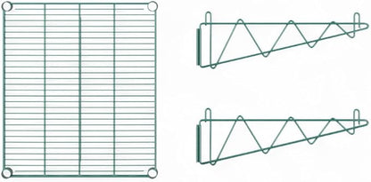 18" x 24" Green Wall-Mounted Wire Shelf with Epoxy Coating, Heavy-Duty Steel Storage Rack, NSF Certified, Easy Installation, Open Wire Design for Kitchen, Garage, or Utility Storage