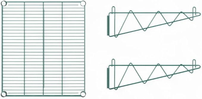 24" x 24" Green Wall-Mounted Wire Shelf with Epoxy Coating, Heavy-Duty Steel Storage Rack, NSF Certified, Easy Installation, Open Wire Design for Kitchen, Garage, or Utility Storage