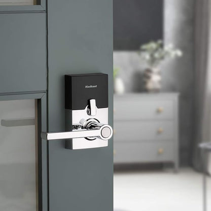 Kwikset SmartCode 917 Keypad Keyless Entry Contemporary Residential Electronic Lever Lock Deadbolt Alternative with Halifax Door Lever and SmartKey Security, Polished Chrome