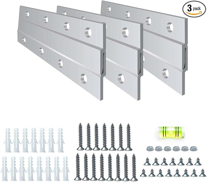 Versatile 6 inch 3 Pairs French Cleat Hanger Heavy Duty - Mirror Brackets for Wall Mounting - Aluminium French Cleat Mirror Hanging Kit (Supports Upto 60 lbs)