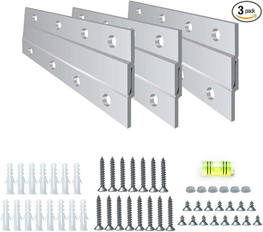 Versatile 6 inch 3 Pairs French Cleat Hanger Heavy Duty - Mirror Brackets for Wall Mounting - Aluminium French Cleat Mirror Hanging Kit (Supports Upto 60 lbs)