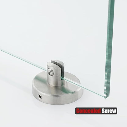 JQK Bathroom Glass Shelf, Tempered Glass Shower Storage 8 by 5 inches, 304 Stainless Steel Brushed Finish Wall Mount 2 Pack, TGS101L8-BN-P2