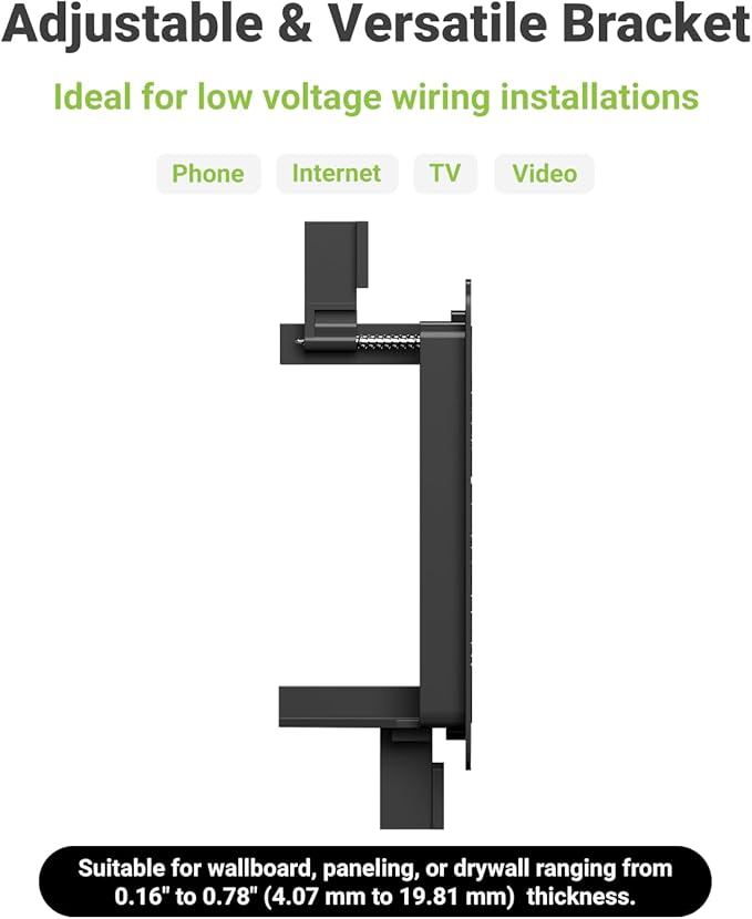 Brush Wall Plate with Mounting Bracket, 4 Pack Cable Pass Through Decorator Cover for Low Voltage Wires, Single Gang Cord Hider for TV Home Theater System