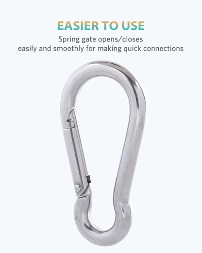 Carabiner Clips, 316 Stainless Steel Carabiner Clip, Heavy Duty Carabiner Hooks, Keychain Carabiners, Multi-Purpose Spring Snap Hook for Dog Leash, Outdoor Camping, Swing, Hammock