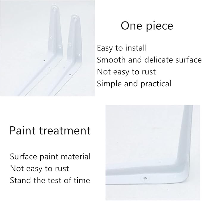 Shelf Brackets, White 10×8 in Heavy-Duty L Bracket 10 PCS, Metal Angle Bracket Used for Suspension Rustic Farmhouse Decoration
