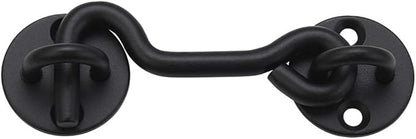 (5 Pack) Raswik 4" Privacy Hook and Eye Latch Easy Gate Lock for Sling Barn Screen Door, Black
