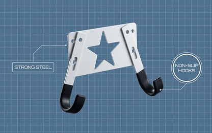 Ironing Board Holder Wall Mount,with Adjustable Hooks， Ironing Board Hanger for T or Y Leg, Laundry Room Wall Hook for Iron Board Holder White