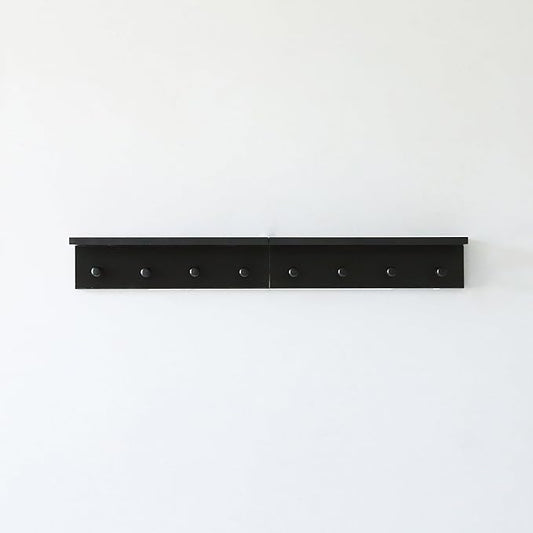 Entrance Coat Rack ，Coat Hooks, Wall-Mounted Wooden Hook Rack, Wall-Mounted Shelves are Very Suitable (Black Color Finish—A-2)