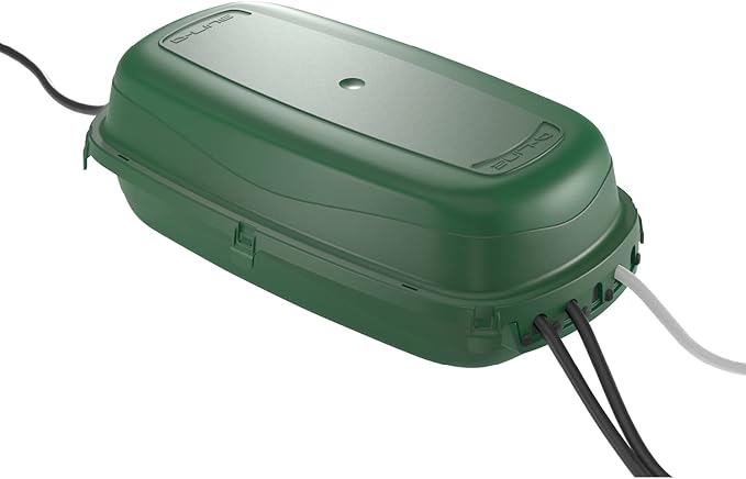 D-Line Weatherproof Electrical Box, Outdoor Extension Socket Box, IP54, 2X Entry and Exit Sections for Ease of Use - Green