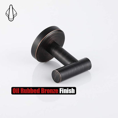 JQK Bathroom Towel Hook Oil Rubbed Bronze, 304 Stainless Steel 0.8mm Coat Robe Clothes Hook for Bathroom Kitchen Garage Wall Mounted (Pack of 4), TH100-ORB-P4