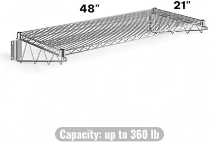 21" x 48" Chrome Wall-Mounted Wire Shelf with Epoxy Coating, Heavy-Duty Steel Storage Rack, NSF Certified, Easy Installation, Open Wire Design for Kitchen, Garage, or Utility Storage