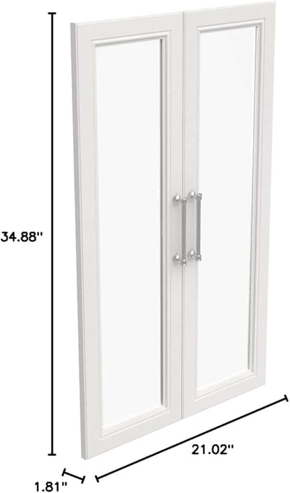 ClosetMaid Modular Storage Pair Set, 2 Glass Pane Doors, Wood Closet Organizer Shaker Style, Add On Accessory for Shelf Units, White, 34.88" H x 21.02" W x 1.81" D