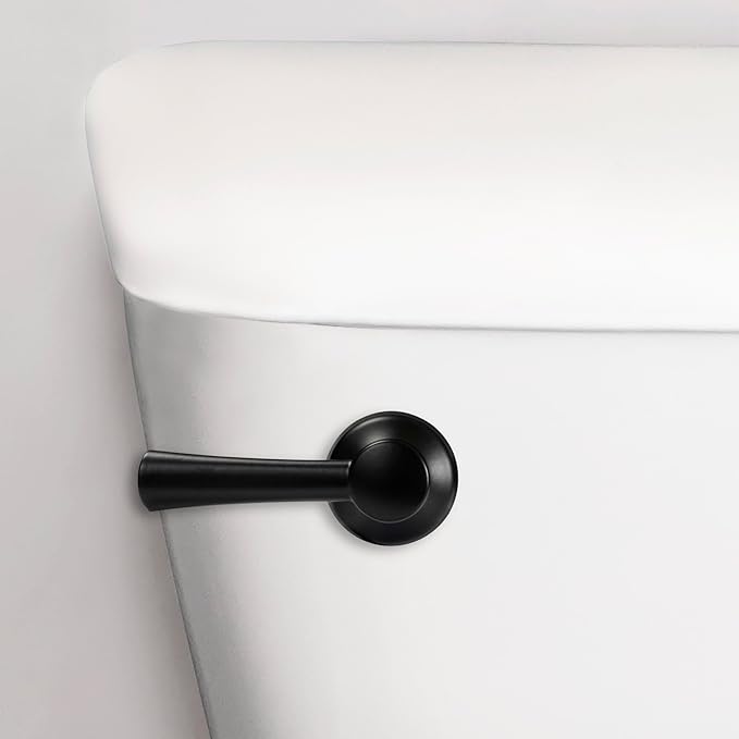 Korky Strongarm Metal Toilet Handle and Lever - Universal to Fit Front, Angled, Side, Left, and Right Mount Toilets - Matte Black, Simple Style, 6034BP