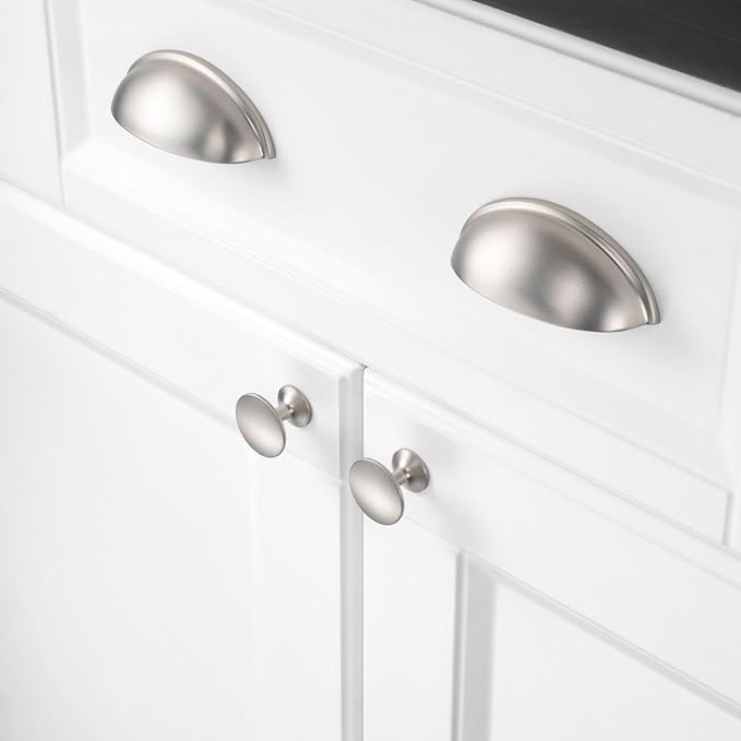 KOOFIZO 20-Pack Round Cabinet Knob - Brushed Nickel Pull Handle (Dia.30mm / 1.2 Inch) for Kitchen Cupboard Door, Bedroom Dresser Drawer, Bathroom Wardrobe Hardware