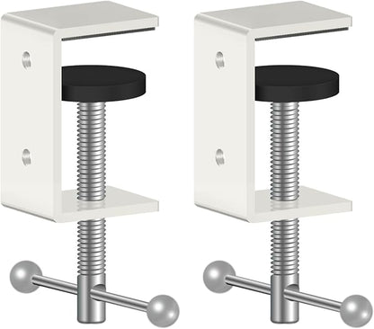 2-Pack 1 Inch Heavy Duty Black C-Clamps for Desk & Table, 0-1.5 Inch Clamping Range, 2 Mounting Holes, Metal Workbench Clamps (1.3-IN)