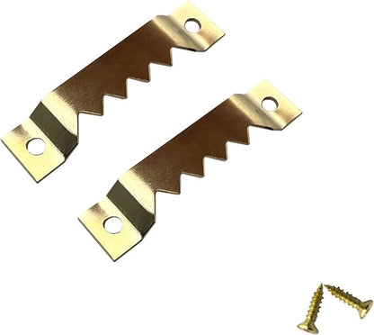 30 Pack Large Sawtooth Picture Hangers - Steel Picture Hanging Solutions with Screws, for Hanging Clock Paintings Artwork Frame Hooks (Gold)