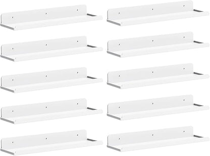 Lifewit Floating Shelves for Bathroom, 15" Clear Wall Organizer for Makeup, Perfume, Figures, Photo, Decor Shelf for Nursery, Living Room, Bedroom, Kitchen, Over Toilet Storage Rack, White, 10 Pack