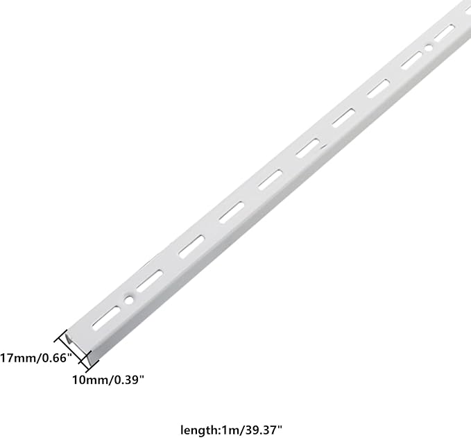Shelving Track,ULIFESTAR Dual Trak Adjustable Wood Shelf Bracket,2PCS Direct Mount Into Fasttrack Garage Rail,Garage Organization System (17*10*1000mm/0.66*0.39*39.37" Single Row White)