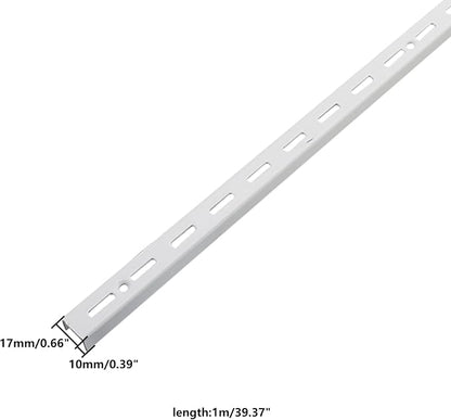 Shelving Track,ULIFESTAR Dual Trak Adjustable Wood Shelf Bracket,2PCS Direct Mount Into Fasttrack Garage Rail,Garage Organization System (17*10*1000mm/0.66*0.39*39.37" Single Row White)