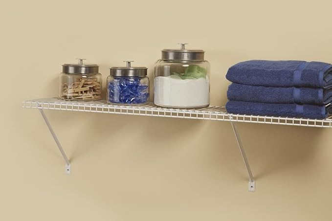 ClosetMaid Wire Shelf Kit with Hardware, 4 Ft. Wide, for Pantry, Closet, Laundry, White Vinyl Finish