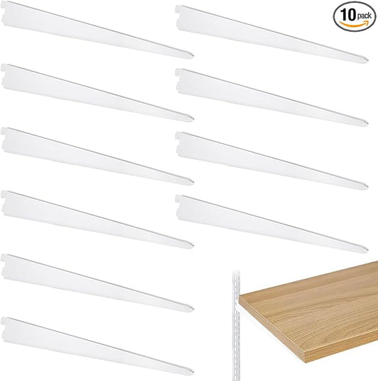 10 Pack 14.5 Inch Adjustable Shelf Brackets, Heavy Duty Wire Shelving Brackets, Locking Shelf Bracket for Double Track System Closet Organization