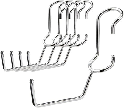 Shelf Pole Hooks 5-Pack | Chrome Heavy-Duty Utility J Hooks for 1-Inch Poles ONLY | Snap-On Hooks for Wire, Metal & Metro Shelving | Garage, Kitchen & Home Organization