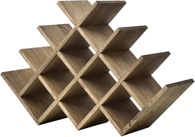 KIRIGEN 13-Bottle Wine Rack 4-Tier Nature Wood Wine Display Rack/Standing and Countertop Storage Shelf - Bottle Holder/Cabinet Glass 4-Layer Dark Brown XHJJ4-DBR