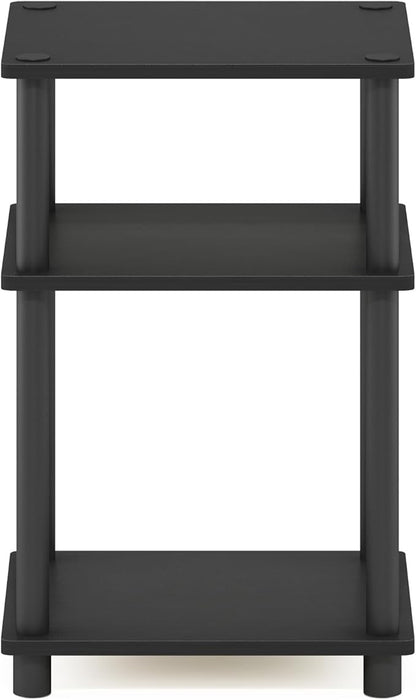 Furinno JUST Side Table, 3-Tier End Table, Open Shelves Night Stand, Bedside Table, Toolless Assembly, for Living Room, Bedroom, Bathroom, Americano