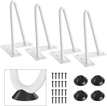 SMARTSTANDARD 6 Inch Heavy Duty Hairpin Furniture Legs, Metal Home DIY Projects for TV Stand, Sofa, Cabinet, etc with Rubber Floor Protectors White 4PCS