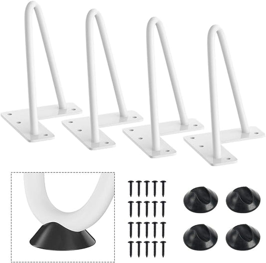 SMARTSTANDARD 6 Inch Heavy Duty Hairpin Furniture Legs, Metal Home DIY Projects for TV Stand, Sofa, Cabinet, etc with Rubber Floor Protectors White 4PCS