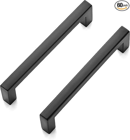 Ravinte 60 Pack Solid 3-3/4 Inch Center to Center Slim Square Bar Drawer Handles - Kitchen Cabinet Handles Black Drawer Pulls Matte Black Cabinet Pulls