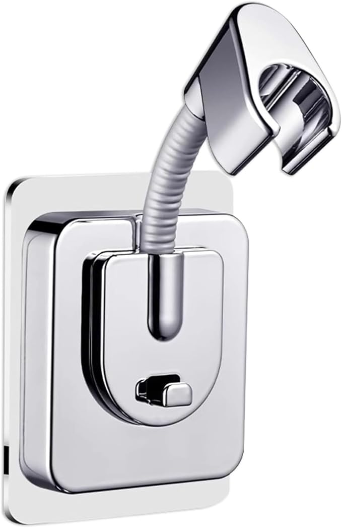 Shower Head Holder Wall Mount, 360° Adjustable Handheld, No-Drill Strong Adhesive Wand Bracket, Waterproof, Fits Handles up to 0.83 in (2.1 cm), Bathroom Accessories, Chrome Finish