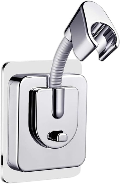 Shower Head Holder Wall Mount, 360° Adjustable Handheld, No-Drill Strong Adhesive Wand Bracket, Waterproof, Fits Handles up to 0.83 in (2.1 cm), Bathroom Accessories, Chrome Finish