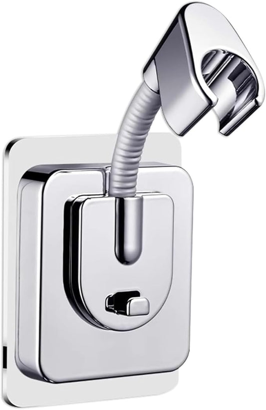 Shower Head Holder Wall Mount, 360° Adjustable Handheld, No-Drill Strong Adhesive Wand Bracket, Waterproof, Fits Handles up to 0.83 in (2.1 cm), Bathroom Accessories, Chrome Finish