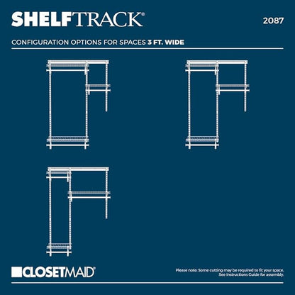 ClosetMaid ShelfTrack Wire Closet Organizer System, Adjustable from 2 to 4 Ft., With Shelves, Clothes Rods, Hardware, Durable Steel, White