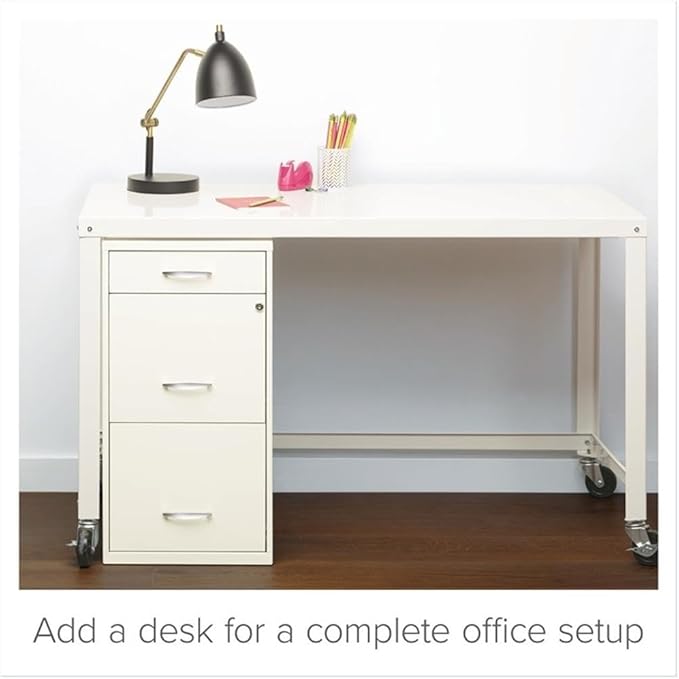 Pemberly Row Set of 18 3-Drawer File Cabinet with Pencil-Drawer in Pearl White