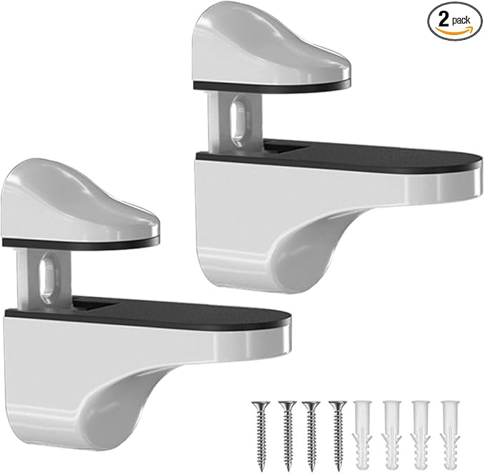 Adjustable Wood/Glass Shelf Bracket Wall Mount, White, 2 Pack