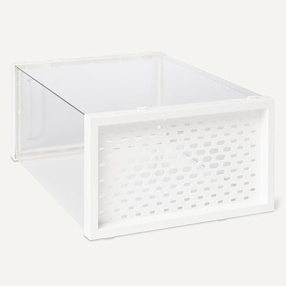 Amazon Basics Stackable and Foldable Clear Shoe Storage Organizer Box, Small, 12-Pack