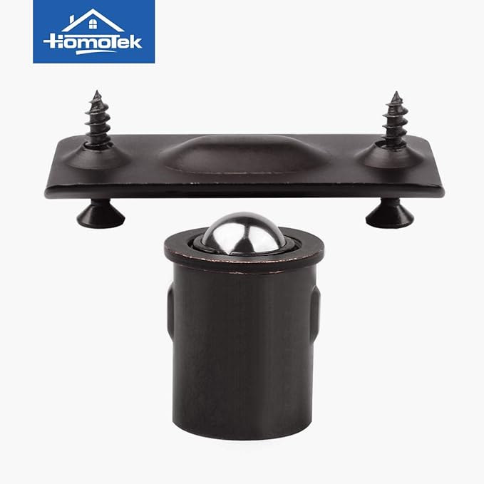 HOMOTEK 2 Pack Drive in Ball Catch with Strike Plate for Closet Doors, Oil Rubbed Bronze, 13/16 Inch x 1-1/8 Inchs,Die-cast, Adjustable Tension Ball