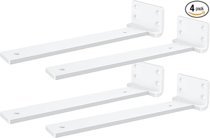 Heavy Duty Shelf Brackets, Floating Shelf Bracket 8 inch 4 Pack L Brackets for Shelves White Metal Support Bracket for DIY Decorative with Screws