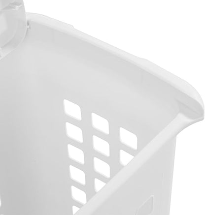 Sterilite Rectangular LiftTop Laundry Hamper with Lid, Handles to Easily Carry Clothes Between the Laundry Room and Bedroom, Plastic, White, 8-Pack