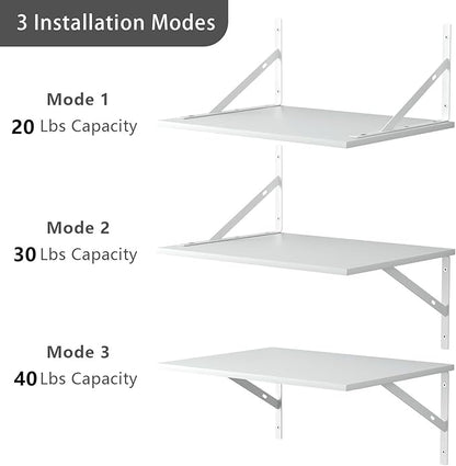 Deep Floating Wall Shelves - 4 Sets of 12 Inch Wide White Wood Shelves for Bathroom, Bedroom, Kitchen, Living Room