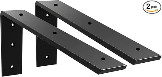Countertop Support Bracket 2 Pack 16 inch Heavy Duty 3/8" Thick Black Granite Countertop Bracket 16"x6"x2.5" Shelf L Bracket Mantel Corbels for Quartz/Granite/Wood/Concret/Laminate Countertops